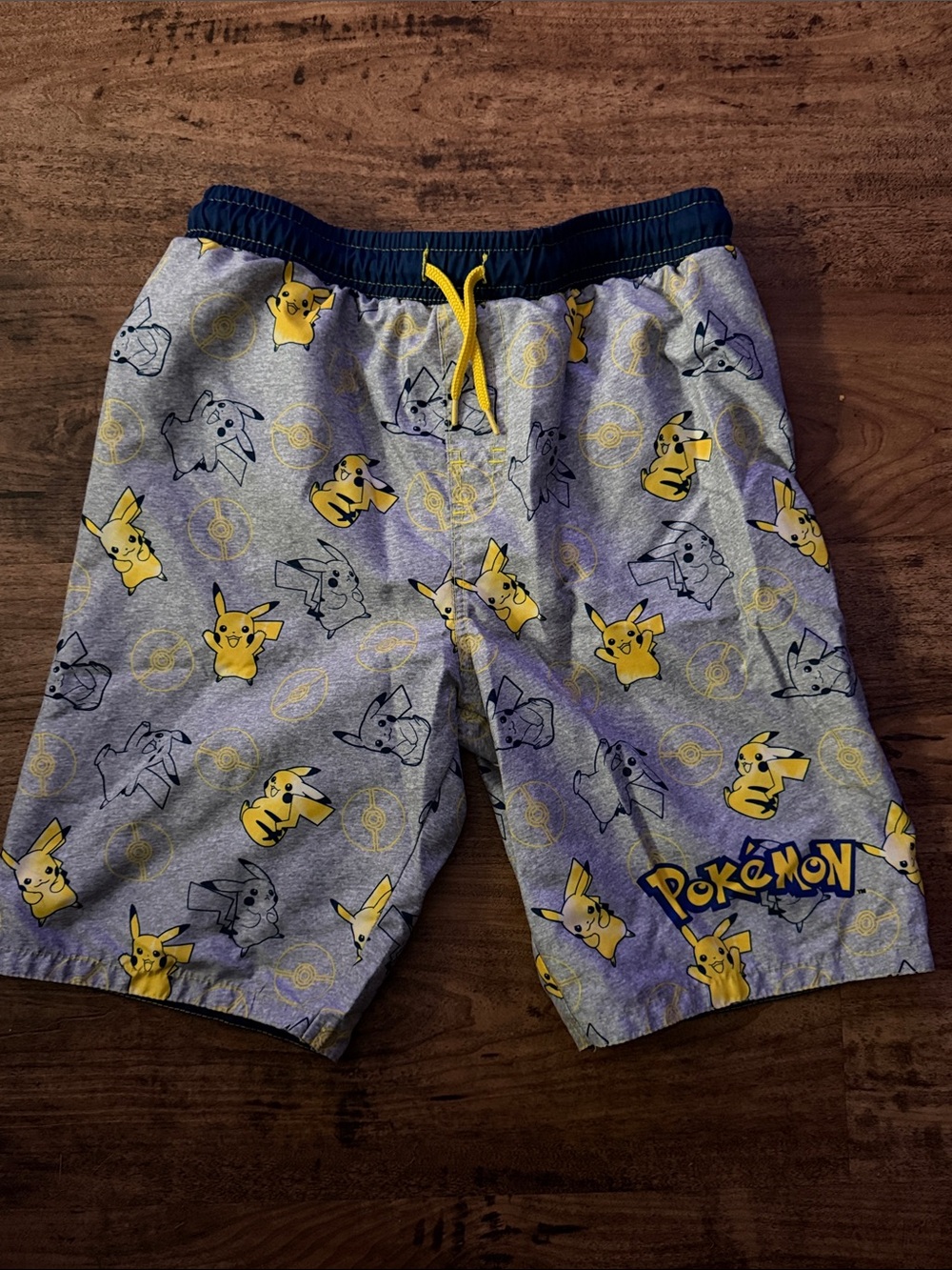Kids' Gray & Yellow Pikachu Swim Shorts